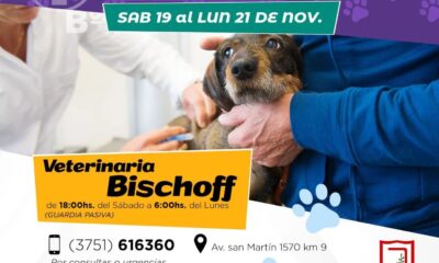 Veterinaria Bischoff estará de turno durante este fin de semana largo