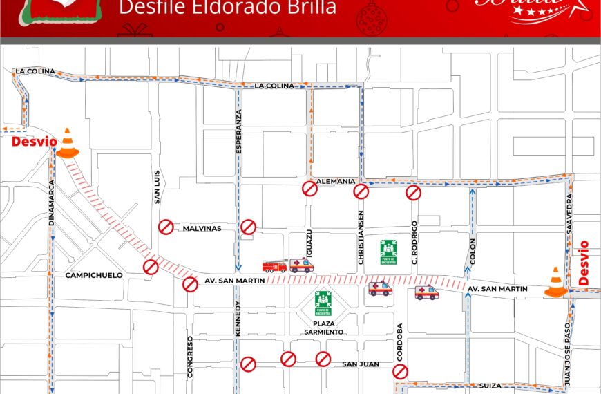 Desvío del tránsito sobre la Avenida San Martín por el Desfile Navideño de este domingo