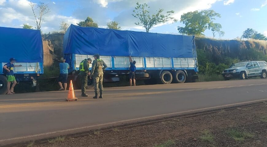 Gendarmes interceptaron dos camiones con más de 100 toneladas de granos de soja en El Soberbio