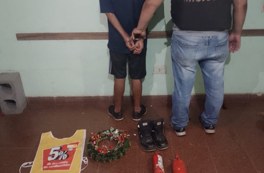 En pleno festejo estaba forzando las puertas de los locales y fue detenido