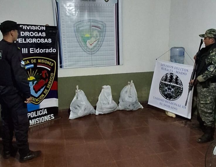 Hallaron más de 40 kilos de marihuana en Aguaray Guazú