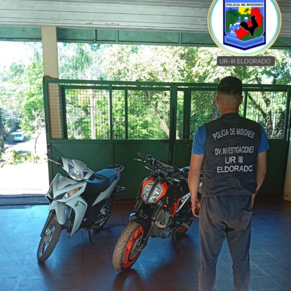 Cuatro detenidos y siete motos recuperadas, dos en Eldorado, en intensos operativos