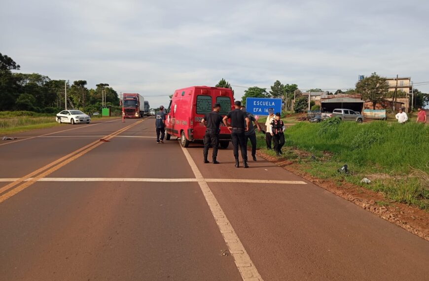 San Pedro: adolescente sufrió lesiones graves en un choque entre auto y moto sobre la Ruta 14