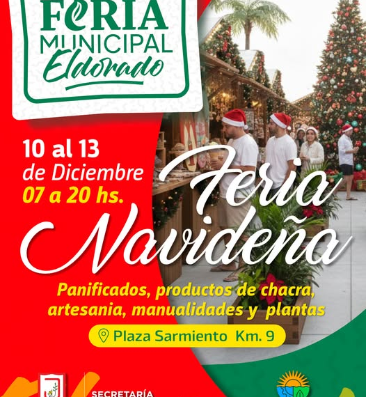 La Feria Navideña de Eldorado se realiza hasta sábado 13 en la plaza Sarmiento