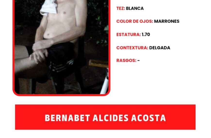 Búsqueda de Paradero: Bernabet Alcides Acosta desapareció en Eldorado