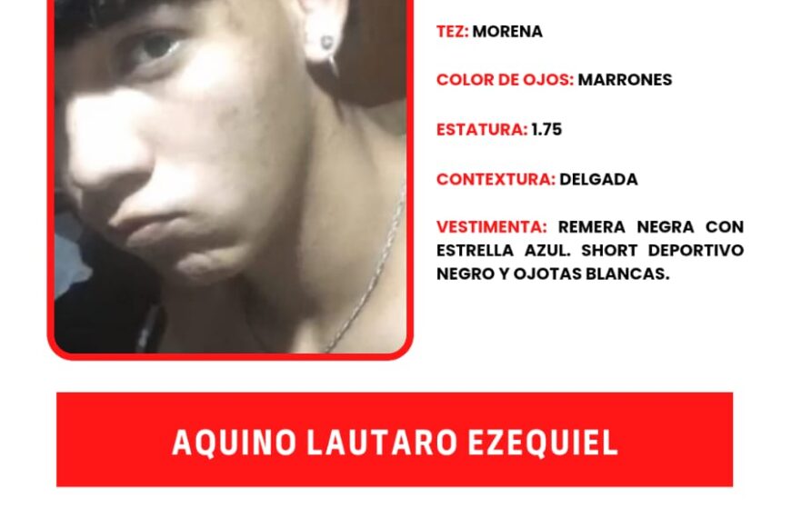 Búsqueda de Paradero: Lautaro Ezequiel Aquino desapareció en Eldorado