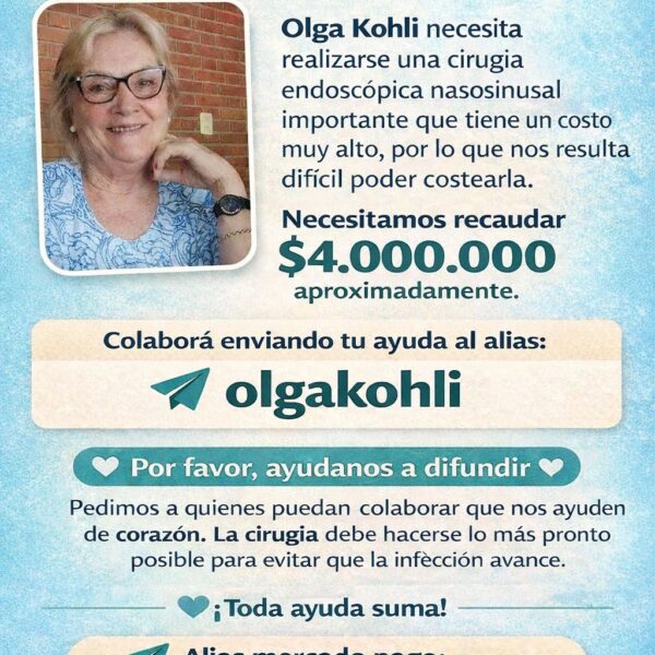 Ayudemos a Olga Kohli: Colaborá con su cirugía